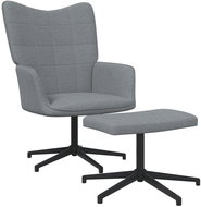 Relaxační křeslo se stoličkou světle šedé textil, 327974 - Křeslo