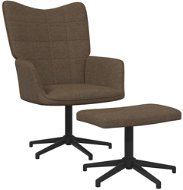 Relaxačné kreslo so stoličkou hnedé textil, 327977 - Kreslo