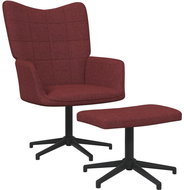 Relaxační křeslo se stoličkou vínové textil, 327982 - Křeslo