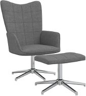 Relaxačné kreslo so stoličkou tmavo sivé textil, 327997 - Kreslo