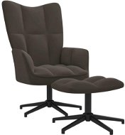 Relaxačné kreslo so stoličkou tmavo sivé zamat, 328107 - Kreslo