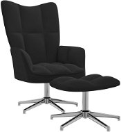 Relaxačné kreslo so stoličkou čierne zamat, 328134 - Kreslo