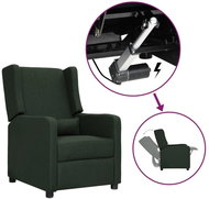 Zvedací polohovací křeslo tmavě zelené textil, 3093381 - Křeslo