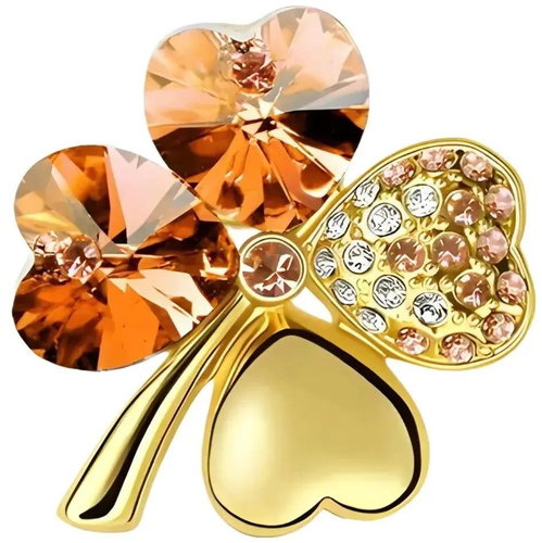 Gaira Four Leaf Clover Brooch 313001 Gold-Orange - Brooch - Main image