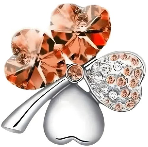 Gaira Quatrefoil brooch 313001 Silver-orange - Brooch - Main image