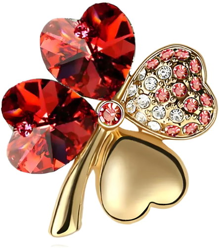 Gaira Four-leaf clover brooch 313001 Gold-red - Brooch - Main image
