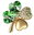 Four-leaf clover brooch 313001 Gold-green