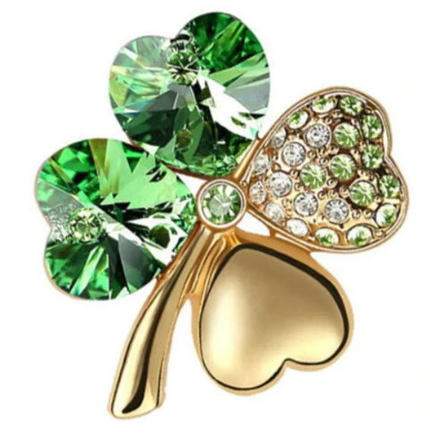 Gaira Four-leaf clover brooch 313001 Gold-green - Brooch - Main image
