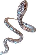 STYLE4 Nastaviteľný hadí prsteň s čírymi kamienkami – strieborná bižutéria - Prsteň