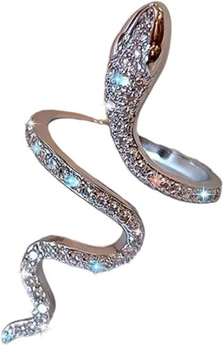 STYLE4 Adjustable snake ring with clear stones - silver jewellery - Ring - Main image