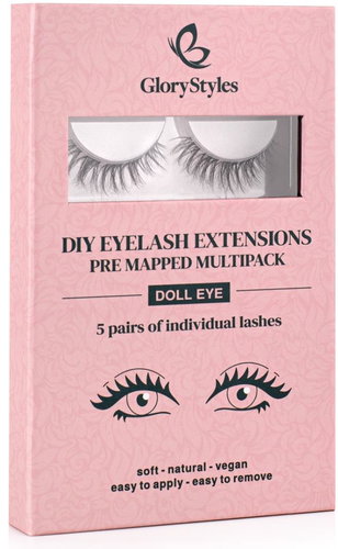 GloryStyles Set of 5 pairs of Doll Eye segment lashes - Adhesive Eyelashes - Main image
