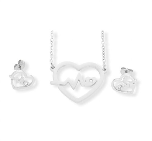 Ewena Surgical Steel Heart ECG Kit JFD543 - Jewellery Gift Set - Main image