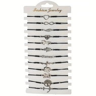 Predator Q1 set of 12 fashionable women's bracelets on black cord 16 - 24 cm - Bracelet