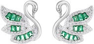 Preciosa Stříbrné náušnice Sparkling Swan, labuť s kubickou zirkonií, zelené (Ag925/1000, 2,64 g) - Náušnice