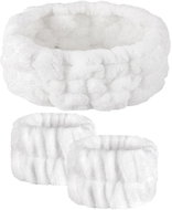 GloryStyles Sada kosmetické čelenky a náramků na mytí obličeje - bílá - Makeup Headband