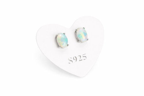 Colektio Opal earrings oval (Ag 925/1000, 0.29 g) - Earrings - Main image