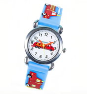 QKIDS Dětské analogové hodinky tyrkysové - Hasičské auto - Children's Watch
