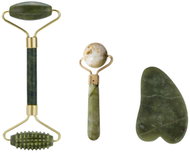 Verk 24672 Masážní váleček na obličej Jade Roller, Gua-Sha, 3v1, zelený - Cosmetic Set