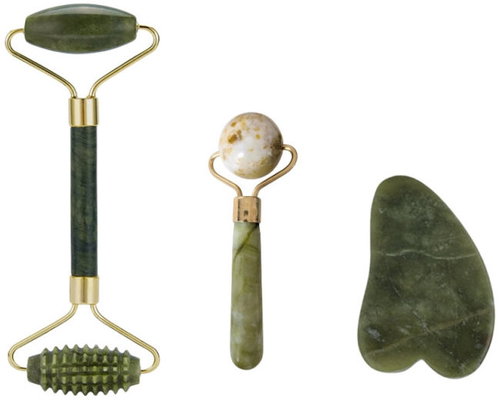 Verk 24672 Masážní váleček na obličej Jade Roller, Gua-Sha, 3v1, zelený - Cosmetic Set - Main image