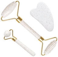 Verk 24672 Masážní váleček na obličej Jade Roller, Gua-Sha, 3v1, bílý - Cosmetic Set