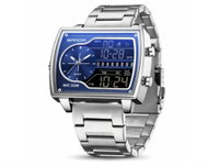 Leventi Pánské hodinky SANDA 6163 – analog + digitální, ocelový řemínek, retro hranatý design - Watch