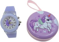 Qkids LED svítící hodinky fialové - Jednorožec a měsíc - Children's Watch