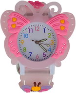 QKIDS Hodinky svítící ve tmě - Růžový motýl - Children's Watch