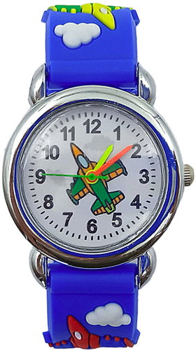 QKIDS Aeroplane analogue watch, blue - Children's Watch - Main image