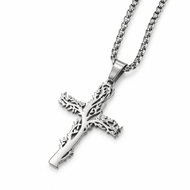 Flor De Cristal Tree of Life steel necklace with a cross, silver - Necklace