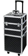 APT CA19B Třídílný kosmetický kufřík na kolečkách, černý - Makeup Case