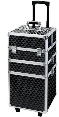 APT CA19B Třídílný kosmetický kufřík na kolečkách, černý - Makeup Case - Main image