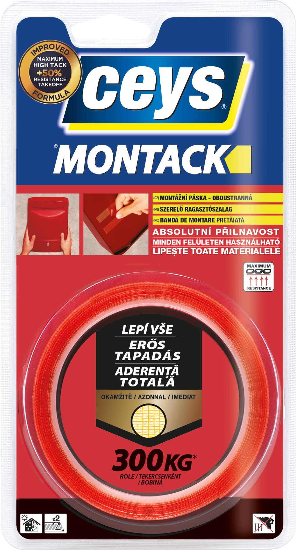 A CEYS Montack mindent azonnal ragaszt - 2,5 m × 19 mm szalag