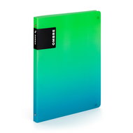CARDBOARD P+P OMBRE PP A4 4-ring, green - Document Folder