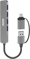 PORT CONNECT USB HUB, 4× USB 3.0, USB-A/USB-C Input, Silver - USB Hub
