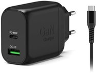 PORT CONNECT GaN2 síťová nabíječka ESSENTIEL pro USB-C PD a USB-A QC, 65W, 2m USB-C kabel - Wall Charger