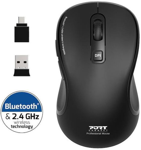 PORT CONNECT ESSENTIAL Bluetooth i Wireless, black - Mouse - Main image