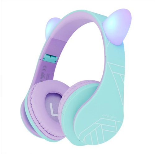 PowerLocus P2 Kids Cat Ears Purple/Teal - Wireless Headphones - Main image