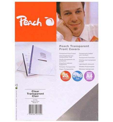 PEACH PB100-15 A4 Vorderseite, transparent - Packung mit 25 Stück - Einbanddeckel - Hauptbild