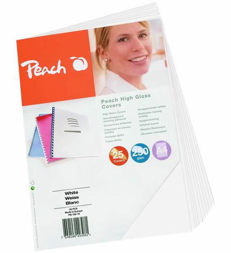 Peach vazací zadní kartonový kryt A4, bílý, 250 g/m2, 100 kusů - - - Main image