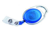EUROSUPPLIES OVAL pro visačky, chromovaná/modrá - balení 10 ks - Navíjecí klíčenka