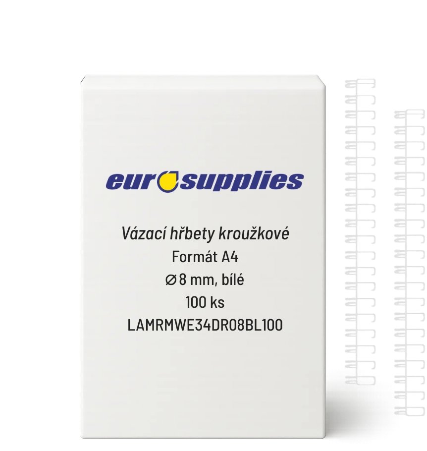 EUROSUPPLIES fém A4 (3/1") 8 mm-es fehér - 100 darabos kiszerelés