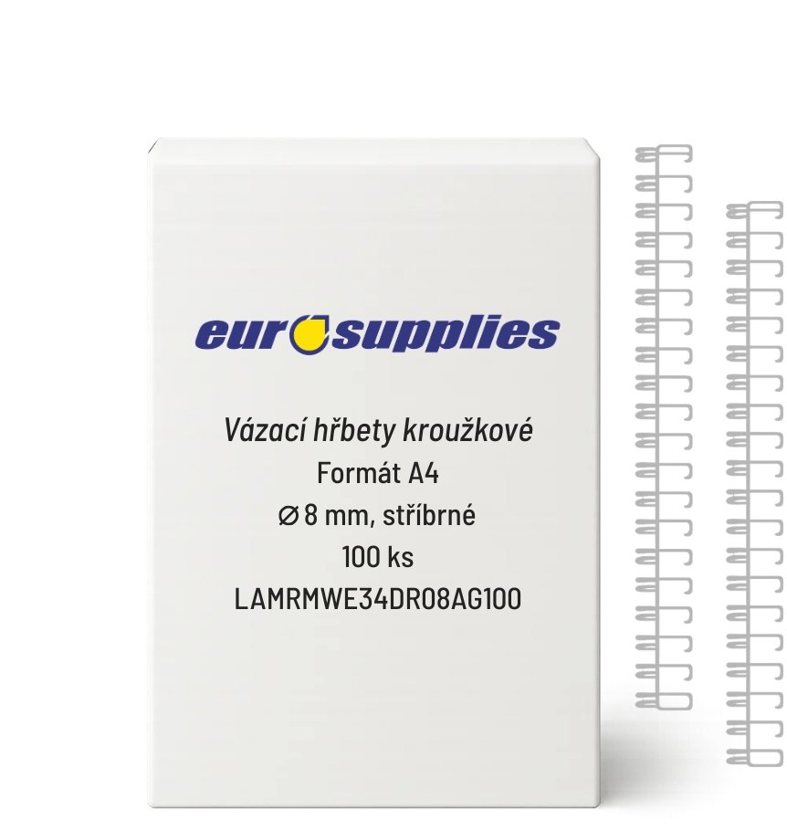 EUROSUPPLIES fém A4 (3/1") 8 mm-es ezüst - 100 darabos kiszerelés