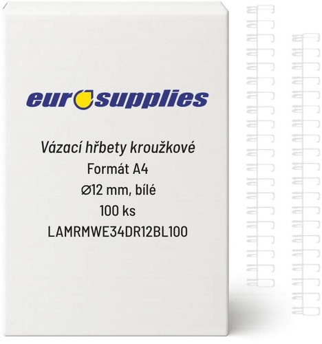 EUROSUPPLIES kovový (3/1") 12.7 mm bílý - balení 100 ks - Vázací hřbet - Main image