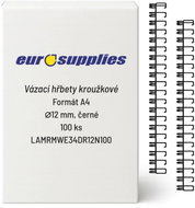 EUROSUPPLIES kovový (3/1") 12.7 mm černý - balení 100 ks - Binding Spine