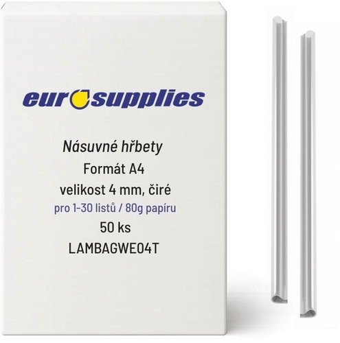 EUROSUPPLIES násuvný 4 mm čirý - balení 50 ks - Binding Spine - Main image