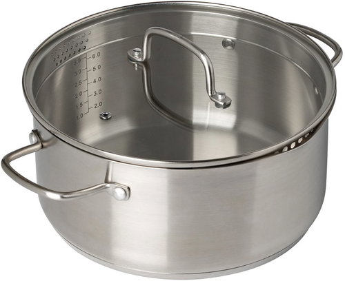 PYREX INFINITY Stainless Steel Casserole Dish with Glass Lid 4L 24cm - Casserole Pot - Main image