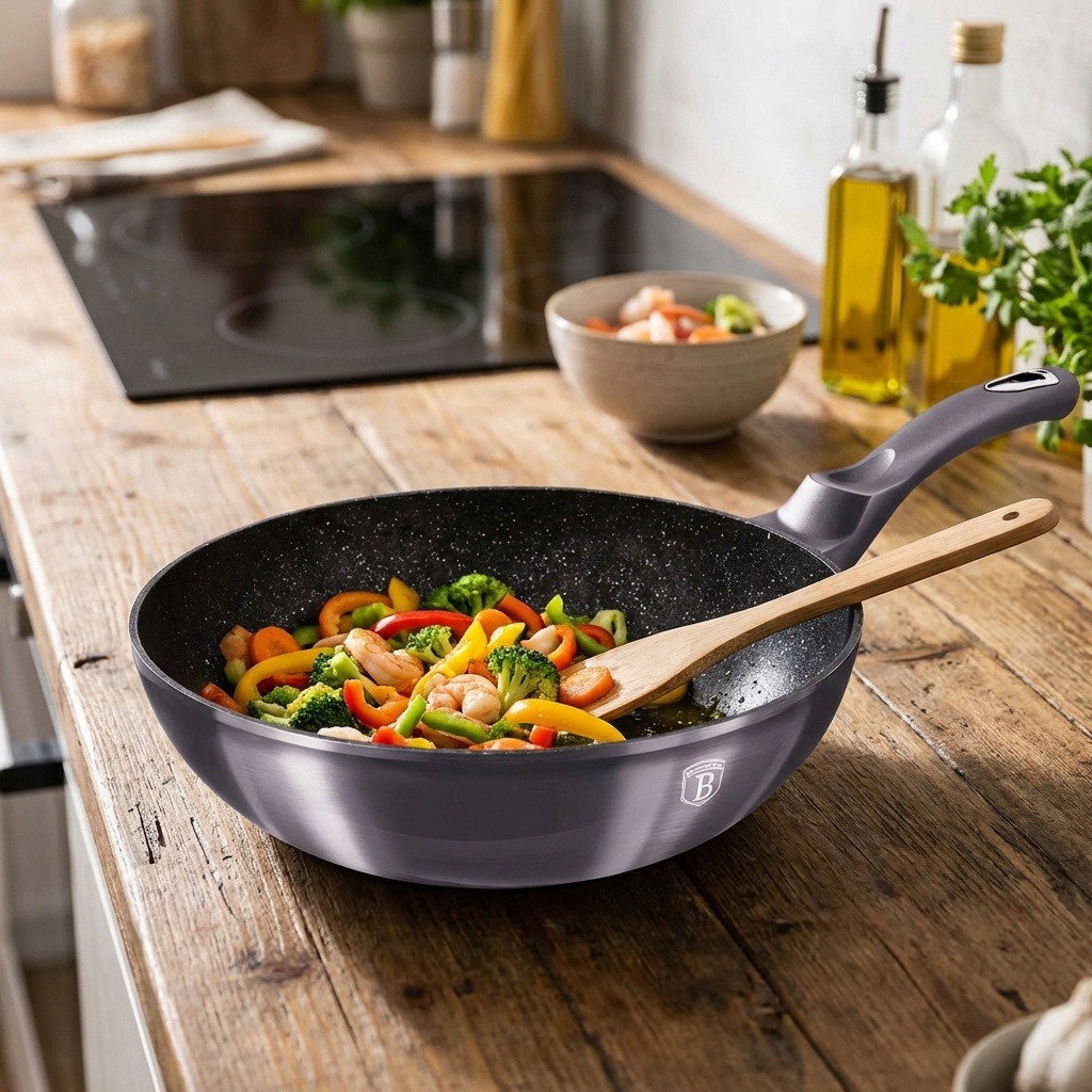 BERLINGERHAUS Carbon PRO Line Wok márvány felülettel, 28 cm