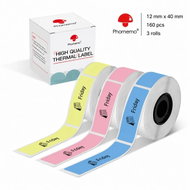 Phomemo Rainbow Coloured Labels, 3 Rolls, 12 × 40mm, 160 pcs, for D30 - Paper Labels