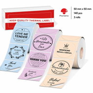Phomemo Labels Coloured Rainbow, 3 Rolls, 50 × 50 mm, 140 pcs, for M110, M220, M221, E50Pro - Paper Labels