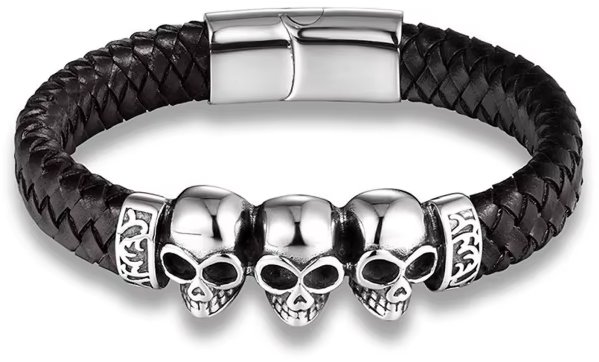 Predator Q1 Onyx Forge Férfi karkötő, fekete, koponya